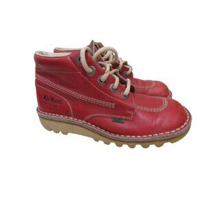 VINTAGE KICKERS Made in France Cherry Red Leather Chukka Boots - Size US 6